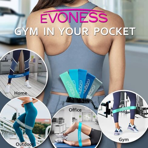 EVONESS - أربطة دائرية لتمارين المقاومة للساقين بعقب الغنائم الرئيسية مجموعة من 5 in Kuwait