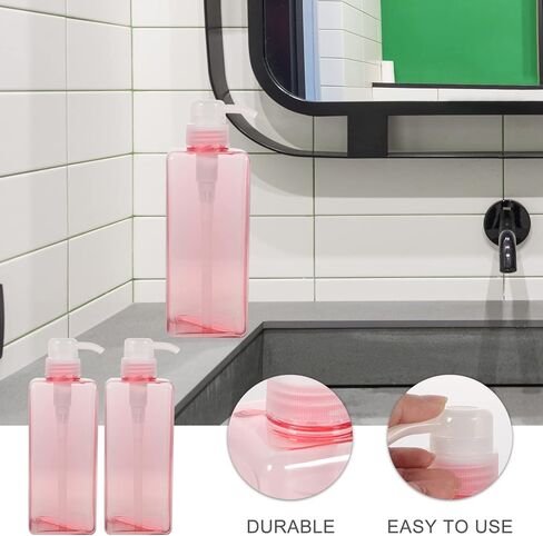 عبوة شامبو/زجاجة بسعة 650 مل، عبوة مكونة من أربعة مستحلب مربعة الشكل من كابيلوك، عبوة ضخ لصابون اليد قابلة لإعادة الملء، زجاجة موزع لصابون اليد سعة كبيرة للاستخدام المنزلي في الفنادق (وردي) in Kuwait