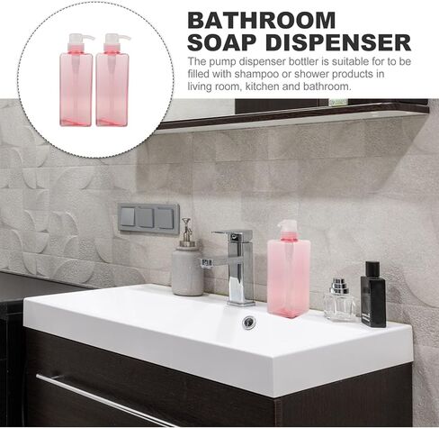 عبوة شامبو/زجاجة بسعة 650 مل، عبوة مكونة من أربعة مستحلب مربعة الشكل من كابيلوك، عبوة ضخ لصابون اليد قابلة لإعادة الملء، زجاجة موزع لصابون اليد سعة كبيرة للاستخدام المنزلي في الفنادق (وردي) in Kuwait