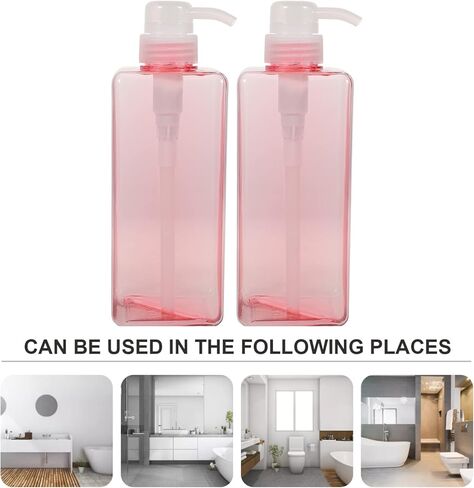 عبوة شامبو/زجاجة بسعة 650 مل، عبوة مكونة من أربعة مستحلب مربعة الشكل من كابيلوك، عبوة ضخ لصابون اليد قابلة لإعادة الملء، زجاجة موزع لصابون اليد سعة كبيرة للاستخدام المنزلي في الفنادق (وردي) in Kuwait