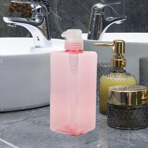 عبوة شامبو/زجاجة بسعة 650 مل، عبوة مكونة من أربعة مستحلب مربعة الشكل من كابيلوك، عبوة ضخ لصابون اليد قابلة لإعادة الملء، زجاجة موزع لصابون اليد سعة كبيرة للاستخدام المنزلي في الفنادق (وردي) in Kuwait