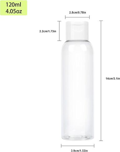 Trendbox 120ml/4oz Clear Plastic Empty Bottles with Flip Cap BPA-free Travel Containers for Shampoo, Lotions, Liquid Body Soap and Massage Oils - 12 Pack in Saudi Arabia