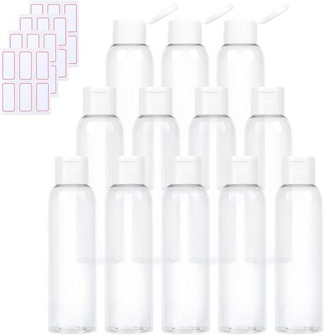 Trendbox 120ml/4oz Clear Plastic Empty Bottles with Flip Cap BPA-free Travel Containers for Shampoo, Lotions, Liquid Body Soap and Massage Oils - 12 Pack in Saudi Arabia