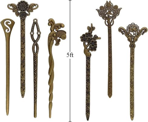 13 قطعة من أعواد الشعر البرونزية، عيدان الشعر الصينية العتيقة، شوكة الشعر الرجعية للنساء، صانع الكعك، دبابيس الشعر للنساء، صانع العقدة للشعر الطويل، إكسسوارات الشعر in Kuwait