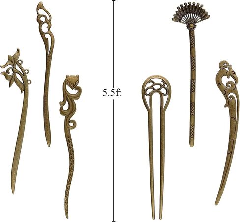 13 قطعة من أعواد الشعر البرونزية، عيدان الشعر الصينية العتيقة، شوكة الشعر الرجعية للنساء، صانع الكعك، دبابيس الشعر للنساء، صانع العقدة للشعر الطويل، إكسسوارات الشعر in Kuwait