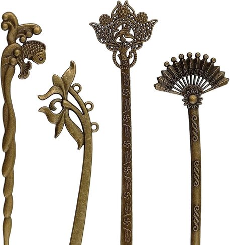 13 قطعة من أعواد الشعر البرونزية، عيدان الشعر الصينية العتيقة، شوكة الشعر الرجعية للنساء، صانع الكعك، دبابيس الشعر للنساء، صانع العقدة للشعر الطويل، إكسسوارات الشعر in Kuwait