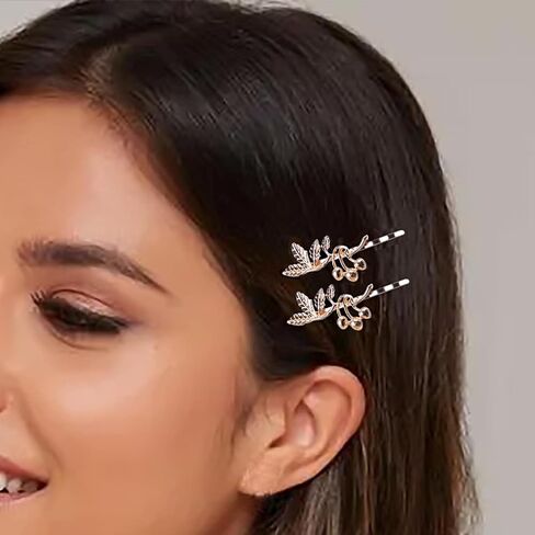 Boho Leaf Hair Clip Vintage Gold Leaf Hair Pin Retro Hair Barrette Bride Hair Bobby Pins Wearing Hair Clamps Wedding Hair Accessories for Women and Girls 2Pcs(Leaf A) in Saudi Arabia