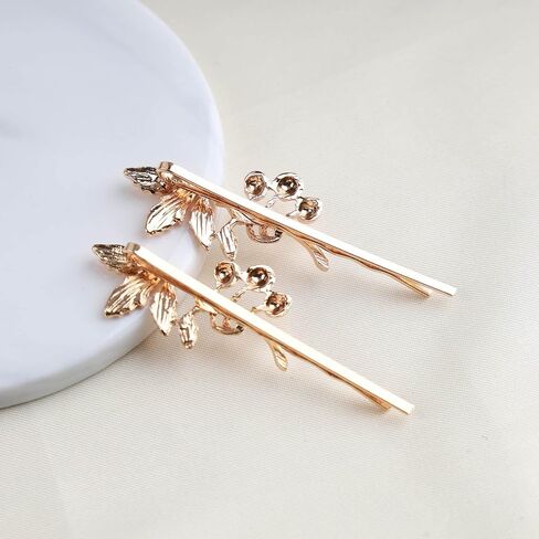 Boho Leaf Hair Clip Vintage Gold Leaf Hair Pin Retro Hair Barrette Bride Hair Bobby Pins Wearing Hair Clamps Wedding Hair Accessories for Women and Girls 2Pcs(Leaf A) in Saudi Arabia