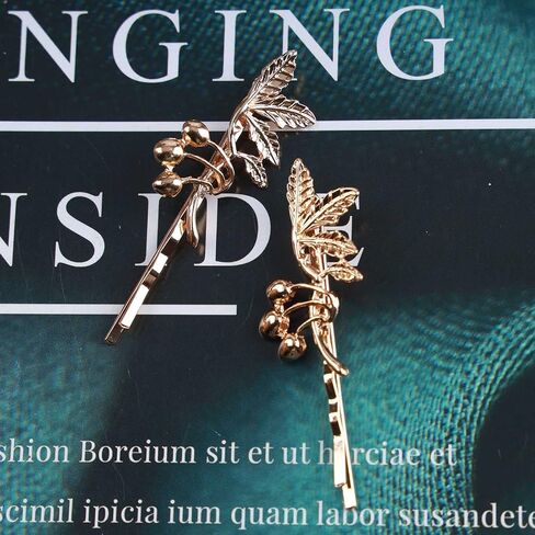 Boho Leaf Hair Clip Vintage Gold Leaf Hair Pin Retro Hair Barrette Bride Hair Bobby Pins Wearing Hair Clamps Wedding Hair Accessories for Women and Girls 2Pcs(Leaf A) in Saudi Arabia
