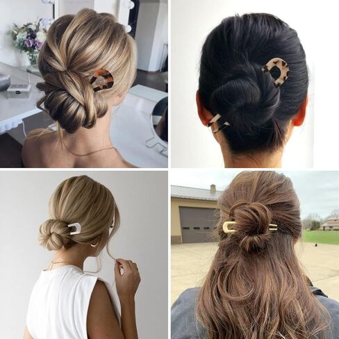 6 قطع دبابيس شعر على شكل حرف U، عصي شوكة شعر فرنسية، دبابيس شعر فرنسية قوية وطويلة، 2 دبابيس أبدو تشينون مع 4 خلاطات (10.9 سم × 2، 11.4 سم × 2) و2 معدن (10.16 سم × 2) دبابيس شعر كعكة للنساء in Kuwait