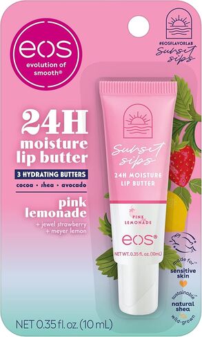 مرطب الشفاه eos Sunset Sips - عصير الليمون الوردي وتوت الجوافة، ترطيب طوال اليوم، العناية بالشفاه، 0.14 أونصة، عبوتان in Kuwait