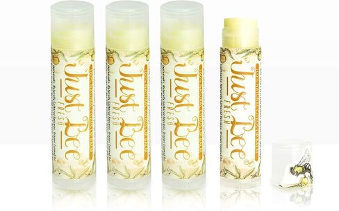 بلسم الشفاه بشمع العسل الطبيعي 100% من جاست بي مع الزيوت العضوية (النعناع البارد، 4 عبوات) in Kuwait