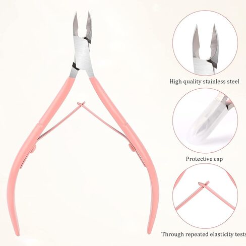 Cuticle Trimmer with Cuticle Pusher Professional Cuticle Remover Cuticle Nippers Nail Cuticle Stainless Steel Pedicure and Manicure Tools Nail Scraper Dual End Cuticle Pusher(3Pcs, Pink) in Saudi Arabia