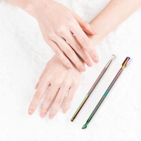 YEEPSYS Cuticle Pusher and Cutter Remover, Salon Quality Stainless Steel Acetone Gel Nail Polish Peeler Scraper Durable Manicure and Pedicure Cleaner Tool For Fingernail and Toenail in Kuwait