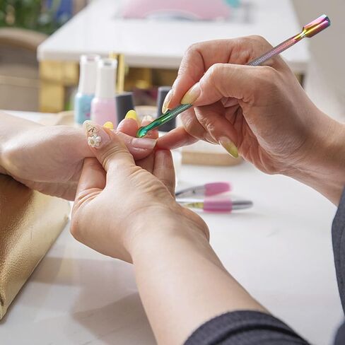 YEEPSYS Cuticle Pusher and Cutter Remover, Salon Quality Stainless Steel Acetone Gel Nail Polish Peeler Scraper Durable Manicure and Pedicure Cleaner Tool For Fingernail and Toenail in Kuwait