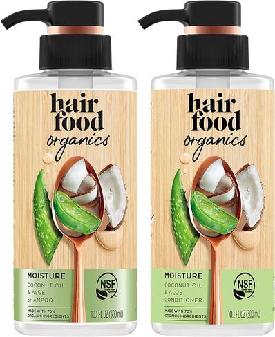 هير فود مجموعة شامبو وبلسم خالية من الكبريتات بزيت جوز الهند والصبار، 10.1 اونصة سائلة لكل عبوة in Kuwait