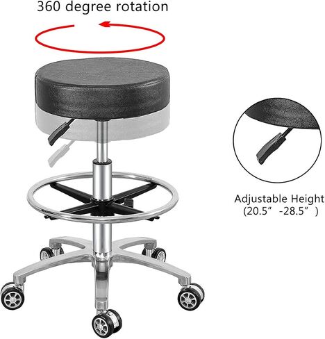 Antlu Rolling Stool Swivel Chair for Office Medical Salon Tattoo Kitchen Massage Work,Adjustable Height Hydraulic Stool with Wheels (Black) in Saudi Arabia