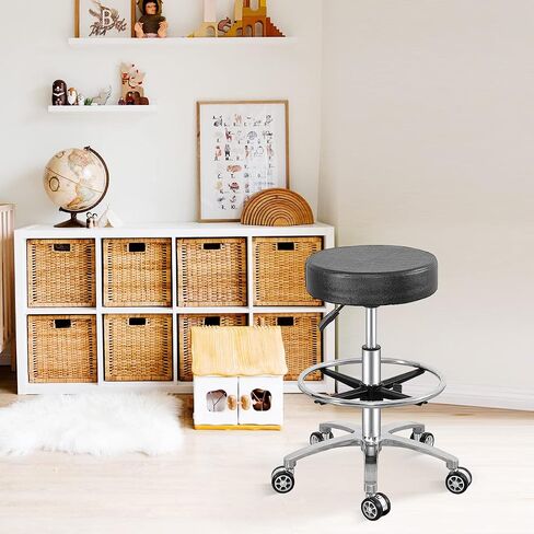 Antlu Rolling Stool Swivel Chair for Office Medical Salon Tattoo Kitchen Massage Work,Adjustable Height Hydraulic Stool with Wheels (Black) in Saudi Arabia