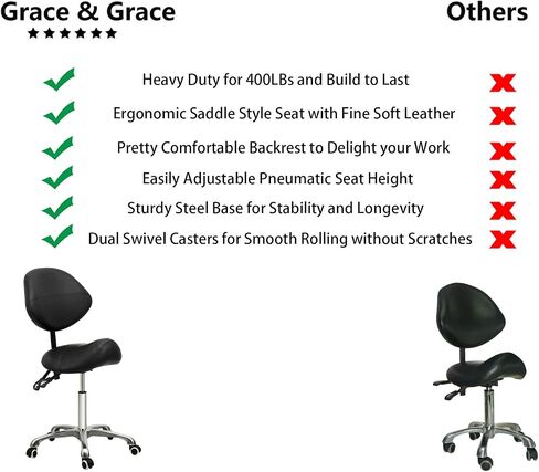 سلسلة مقعد السرج الاحترافية من Grace&Grace دوارة هيدروليكية مريحة مع قاعدة معدنية شديدة التحمل لعيادة طبيب الأسنان وصالونات التدليك والمنتجعات الصحية in Saudi Arabia