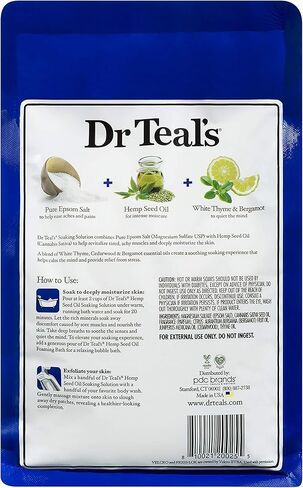 مجموعة هدايا محلول نقع ملح إبسوم النقي من دكتور تيلز (عبوة من عبوتين، 3 رطل لكل قطعة.) - استعادة وتجديد مع ملح الهيمالايا الوردي، وزيت بذور القنب ساتيفا - مزيج الزيوت العطرية يغذي وينعم البشرة in Kuwait