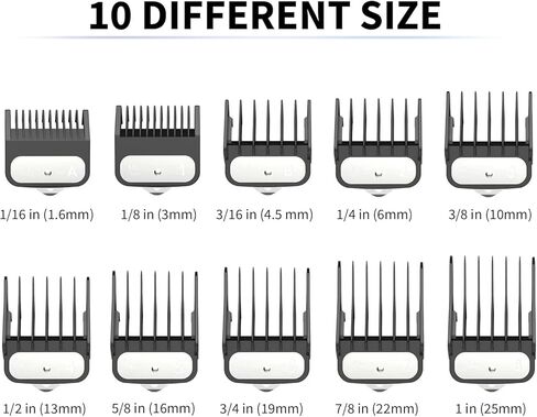 اليكسين واقيات ممتازة لقص الشعر من وال مع مشبك معدني - 8 اطوال قص من 1/16 انش الى 1 انش (1.5-25 ملم) تناسب جميع ماكينات الحلاقة بالحجم الكامل من وال in Kuwait