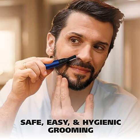 Wahl Lithium Pen Detail Trimmer with Interchangeable Heads for Nose, Ear, Neckline, Eyebrow, & Other Detailing – Rinseable Blades for Hygienic Grooming & Easy Cleaning – Blue – Model 5643-400 in Saudi Arabia