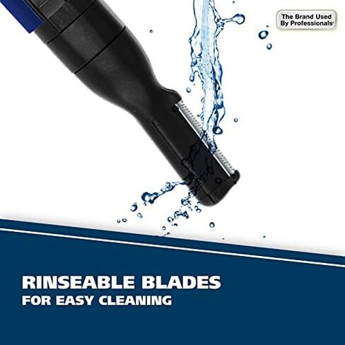 Wahl Lithium Pen Detail Trimmer with Interchangeable Heads for Nose, Ear, Neckline, Eyebrow, & Other Detailing – Rinseable Blades for Hygienic Grooming & Easy Cleaning – Blue – Model 5643-400 in Saudi Arabia