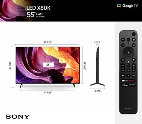 تلفزيون سوني 65 بوصة 4K الترا اتش دي سلسلة X80K: تلفزيون جوجل الذكي ال اي دي مع دولبي فيجن HDR KD65X80K- موديل 2022 in Saudi Arabia