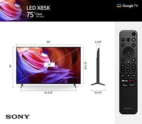 تلفزيون سوني 43 بوصة 4K الترا اتش دي سلسلة X85K: تلفزيون جوجل الذكي LED (بلوتوث، واي فاي، USB، إيثرنت، HDMI) مع دولبي فيجن HDR ومعدل تحديث أصلي 120 هرتز KD43X85K- موديل 2022 in Kuwait