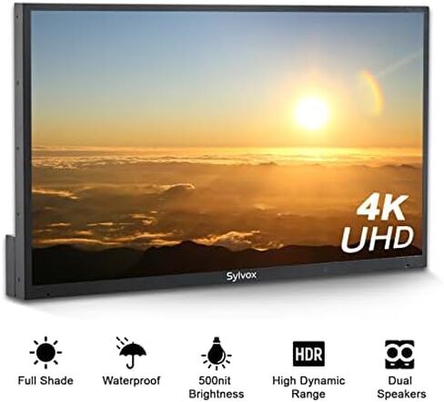 SYLVOX 43 inches Outdoor Smart TV Waterproof 4K Ultra High-Resolution High Brightness,7x16(H) Support Bluetooth & Wi-Fi Commercial Grade Suitable for Partial Sun(Deck Series 2022) in Kuwait