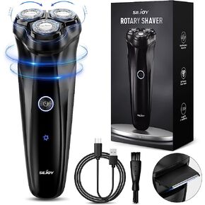 Electric Shaver Razor for Men Face,3D Rechargeable Rotary Shaver,Anti-Pinch Electric Razor for Shaving Face,Magnetic Shaver Head,Ergonomic Handle Easy Use,Gift for Dad Husband,Home Car Travel Gifts