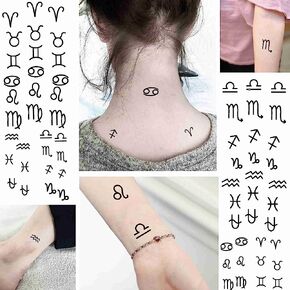 Tattoonova 8 Sheets Temporary Tattoo Men Women Adult Scorpio Zodiac Party Favors Constellations Body Face Sleeve libra Fake Tattoos in Saudi Arabia