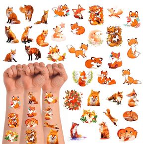 وشم الثعلب المؤقت، 20 ورقة 175 قطعة ملصقات وشم الثعلب تحت عنوان لوازم تزيين الحفلات هدايا الحفلات للأطفال والكبار in Kuwait