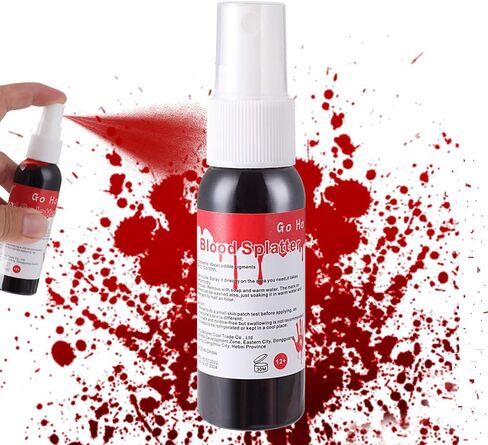 Go Ho Dripping Fake Blood Makeup (0.35 oz),Fake Blood Washable for Scar Wounds,Easy Dry Flow Fake Blood for Eyes Drips Nose Bleeds,Halloween Blood for Cosplay SFX Zombie Vampire Makeup,Dark in Kuwait
