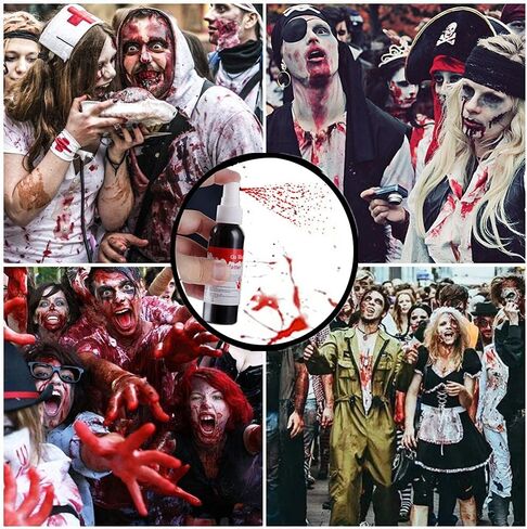 Go Ho Dripping Fake Blood Makeup (0.35 oz),Fake Blood Washable for Scar Wounds,Easy Dry Flow Fake Blood for Eyes Drips Nose Bleeds,Halloween Blood for Cosplay SFX Zombie Vampire Makeup,Dark in Kuwait
