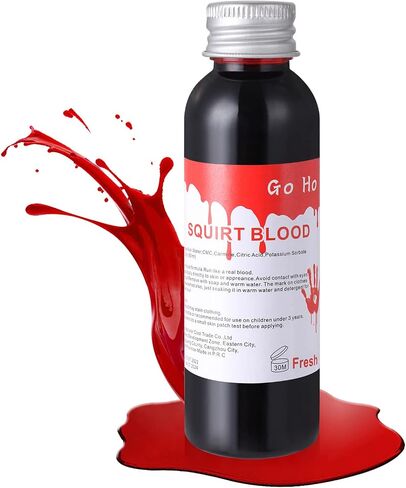 Go Ho Dripping Fake Blood Makeup (0.35 oz),Fake Blood Washable for Scar Wounds,Easy Dry Flow Fake Blood for Eyes Drips Nose Bleeds,Halloween Blood for Cosplay SFX Zombie Vampire Makeup,Dark in Kuwait