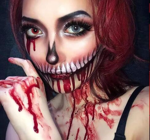 Go Ho Dripping Fake Blood Makeup (0.35 oz),Fake Blood Washable for Scar Wounds,Easy Dry Flow Fake Blood for Eyes Drips Nose Bleeds,Halloween Blood for Cosplay SFX Zombie Vampire Makeup,Dark in Kuwait