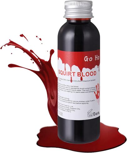 Go Ho Dripping Fake Blood Makeup (0.35 oz),Fake Blood Washable for Scar Wounds,Easy Dry Flow Fake Blood for Eyes Drips Nose Bleeds,Halloween Blood for Cosplay SFX Zombie Vampire Makeup,Dark in Kuwait
