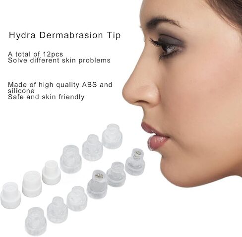 12pcs Facial Care Skin Beauty Tips Facial Dermabrasion Tip Microdermabrasion Spare Heads Microdermabrasion Tip Beauty Machine Tip for Skin Beauty in Saudi Arabia