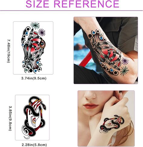 77 Sheets Classic Temporary Tattoos Old School Vintage Colorful Realistic Half Arm Fake Tattoo Stickers Flower Butterfly Snake Owl Shark for Men Women and Kids Tattoos in Kuwait