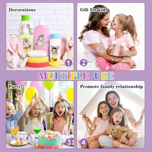 وشوم لومينوس يونيكورن المؤقتة للأطفال، 155 نمطًا من لوازم الحفلات المفضلة على شكل أحادي القرن للبنات، ديكورات حفلات عيد ميلاد وحيد القرن للبنات، ألعاب هدايا وحيد القرن (12 ورقة) in Kuwait