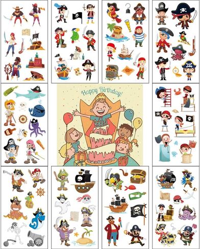 (Pack of 10 Sheets) Animals Waterproof Temporary Tattoo Stickers for Kids Boys and Girls, Party Favors Decorations in Kuwait