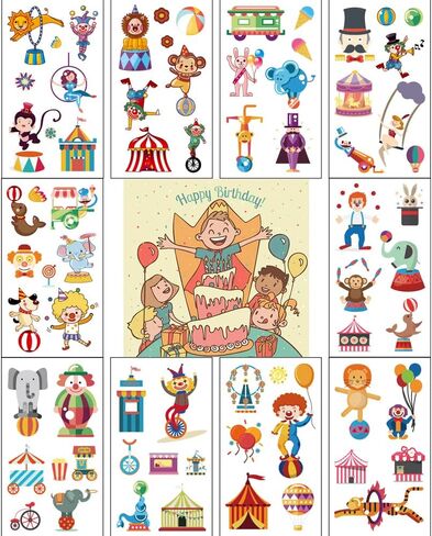 (Pack of 10 Sheets) Animals Waterproof Temporary Tattoo Stickers for Kids Boys and Girls, Party Favors Decorations in Kuwait