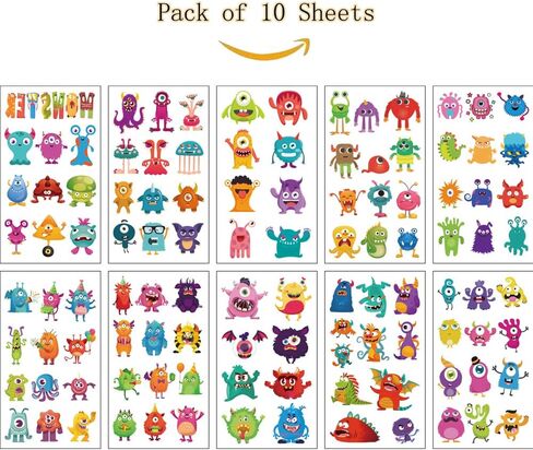 (Pack of 10 Sheets) Animals Waterproof Temporary Tattoo Stickers for Kids Boys and Girls, Party Favors Decorations in Kuwait