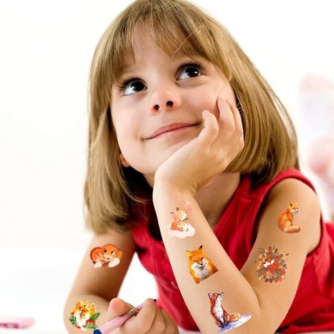 وشم الثعلب المؤقت، 20 ورقة 175 قطعة ملصقات وشم الثعلب تحت عنوان لوازم تزيين الحفلات هدايا الحفلات للأطفال والكبار in Kuwait