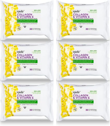 Epielle Argan Makeup Remover Cleansing Wipes | 30 Count, 6-Pack | Gentle Daily Facial Towelettes for All Skin Types | Removes Dirt, Oil, & Makeup | Essential Korean Skincare in Kuwait