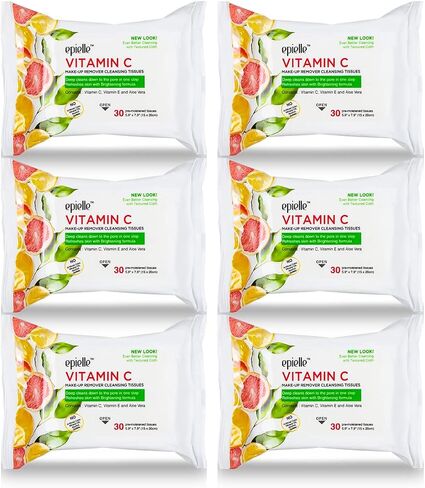 Epielle Argan Makeup Remover Cleansing Wipes | 30 Count, 6-Pack | Gentle Daily Facial Towelettes for All Skin Types | Removes Dirt, Oil, & Makeup | Essential Korean Skincare in Kuwait