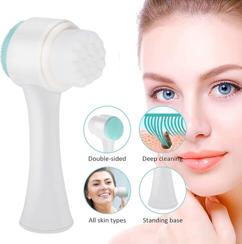 Face Brush - Manual Facial Cleansing, Double Side Skin Care Facial Cleaning Brush, Silicone Facial Scrubber Manual Dual Face Wash Brush for Gentle and Deep Facial Cleansing in Kuwait