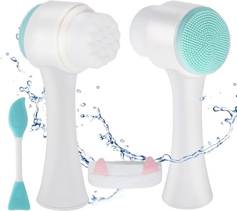 Face Brush - Manual Facial Cleansing, Double Side Skin Care Facial Cleaning Brush, Silicone Facial Scrubber Manual Dual Face Wash Brush for Gentle and Deep Facial Cleansing in Kuwait
