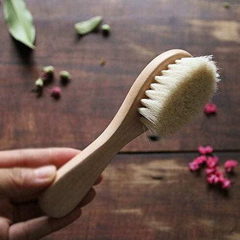 2 Pack 5.7" Bamboo Handle Dry Facial Cleansing Brush with Natural Boar Bristles, Face Brush Cleanser Skin Care Exfoliating Brush Scrubber. in Saudi Arabia